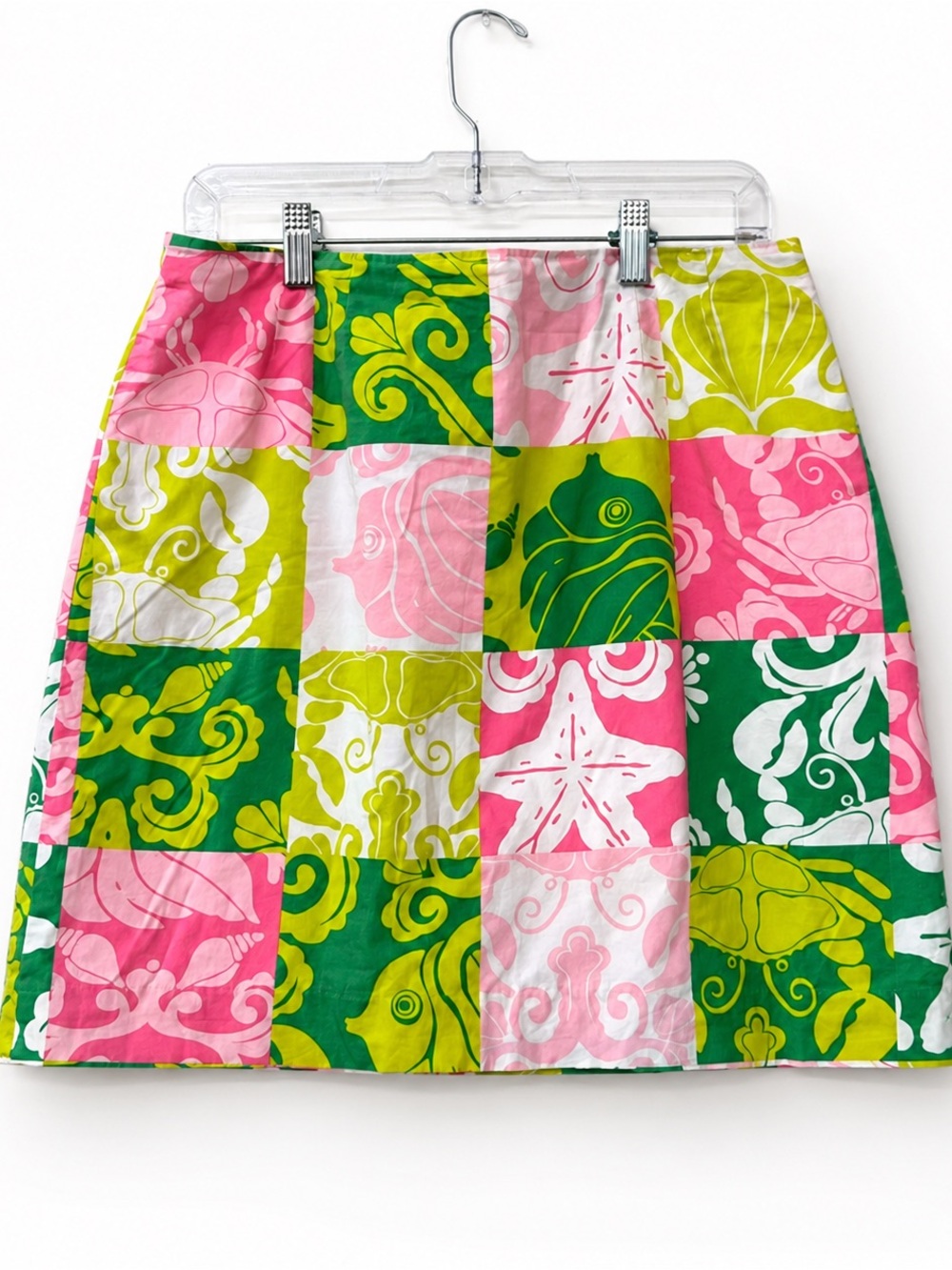Lilly Pulitzer Pink Green Yellow Patchwork Mini Skirt